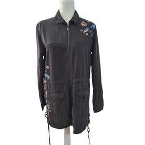 Willow & Clay Women's Light Weight Jacket Floral Boho Fall Embroidery Sz Medium
